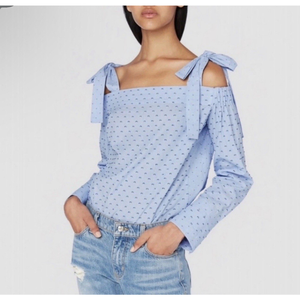 Derek Lam 10 Crosby Top Women’s Size‎ XS Blue Tie Shoulders Tunic $226 New